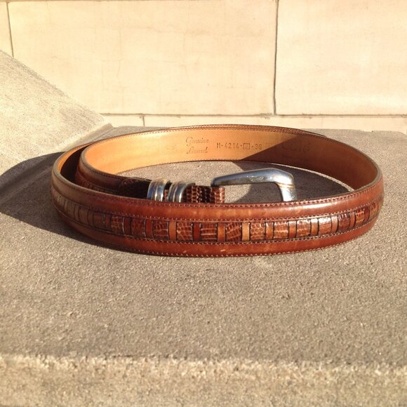 Cale Spain Genuine Lizard Belt Buckle Sz 36 Brass Buckle + Hardware - Picture 3 of 16